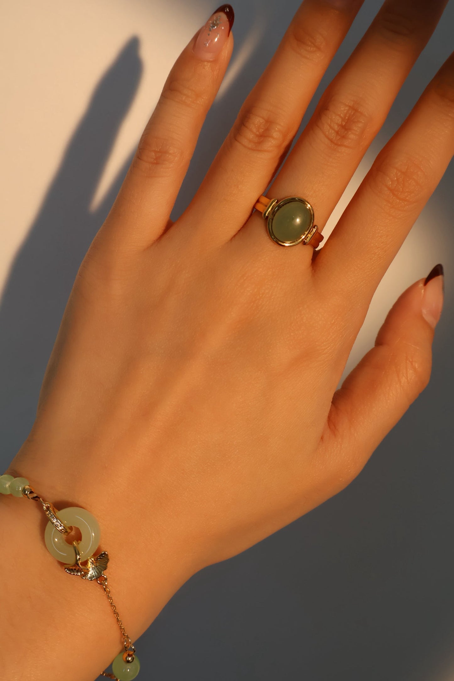 Pulsera de jade y ginkgo