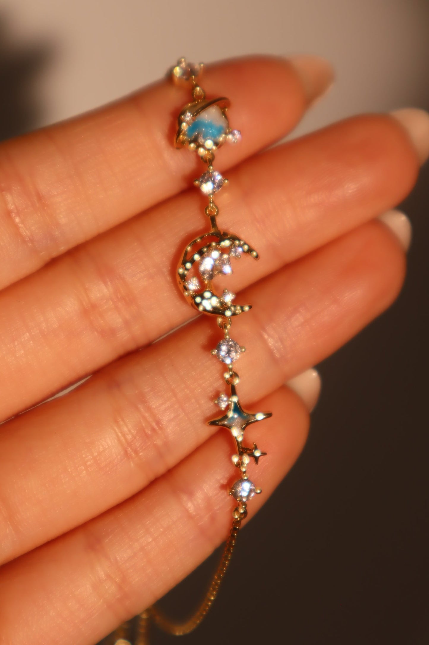 Pulsera de Luna Estrella Azul