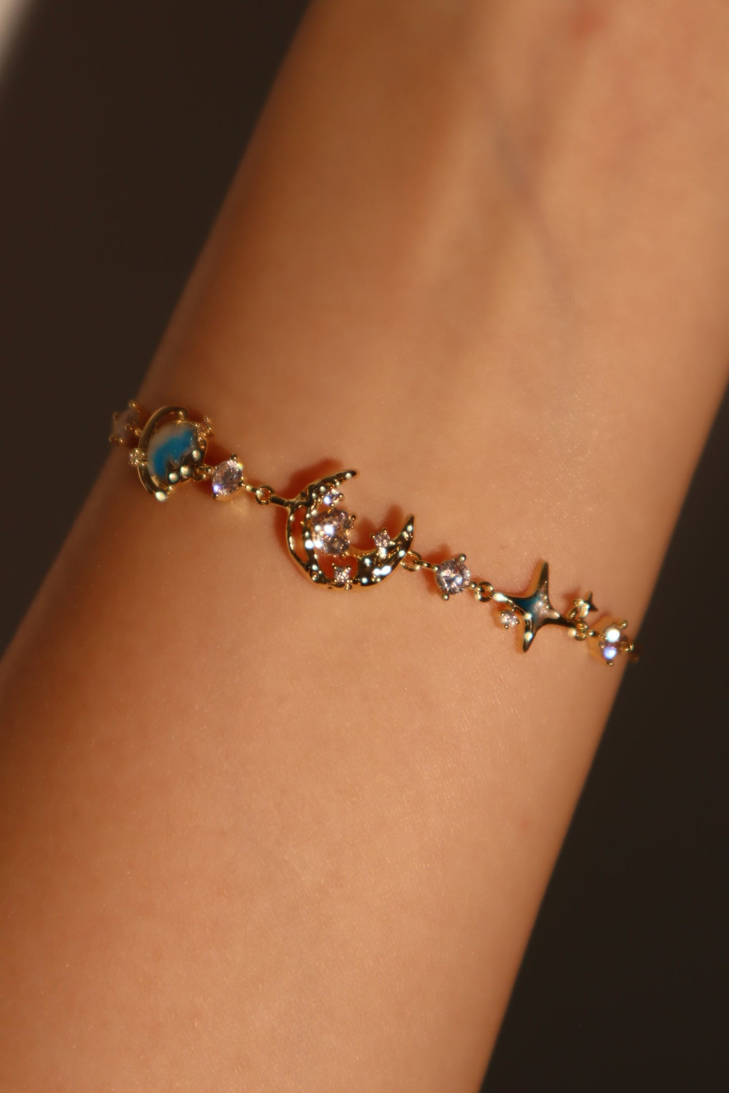 Pulsera de Luna Estrella Azul
