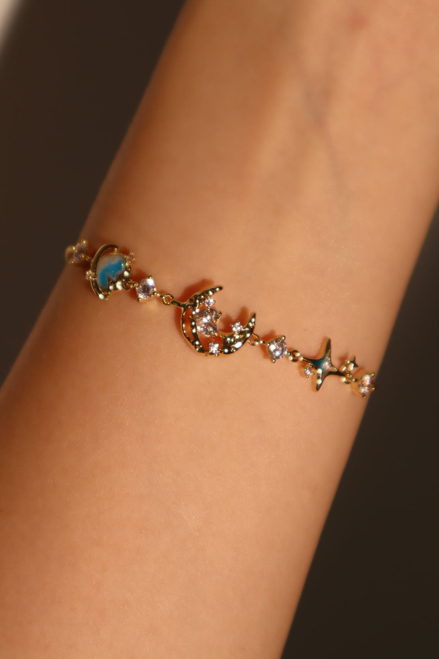Pulsera de Luna Estrella Azul