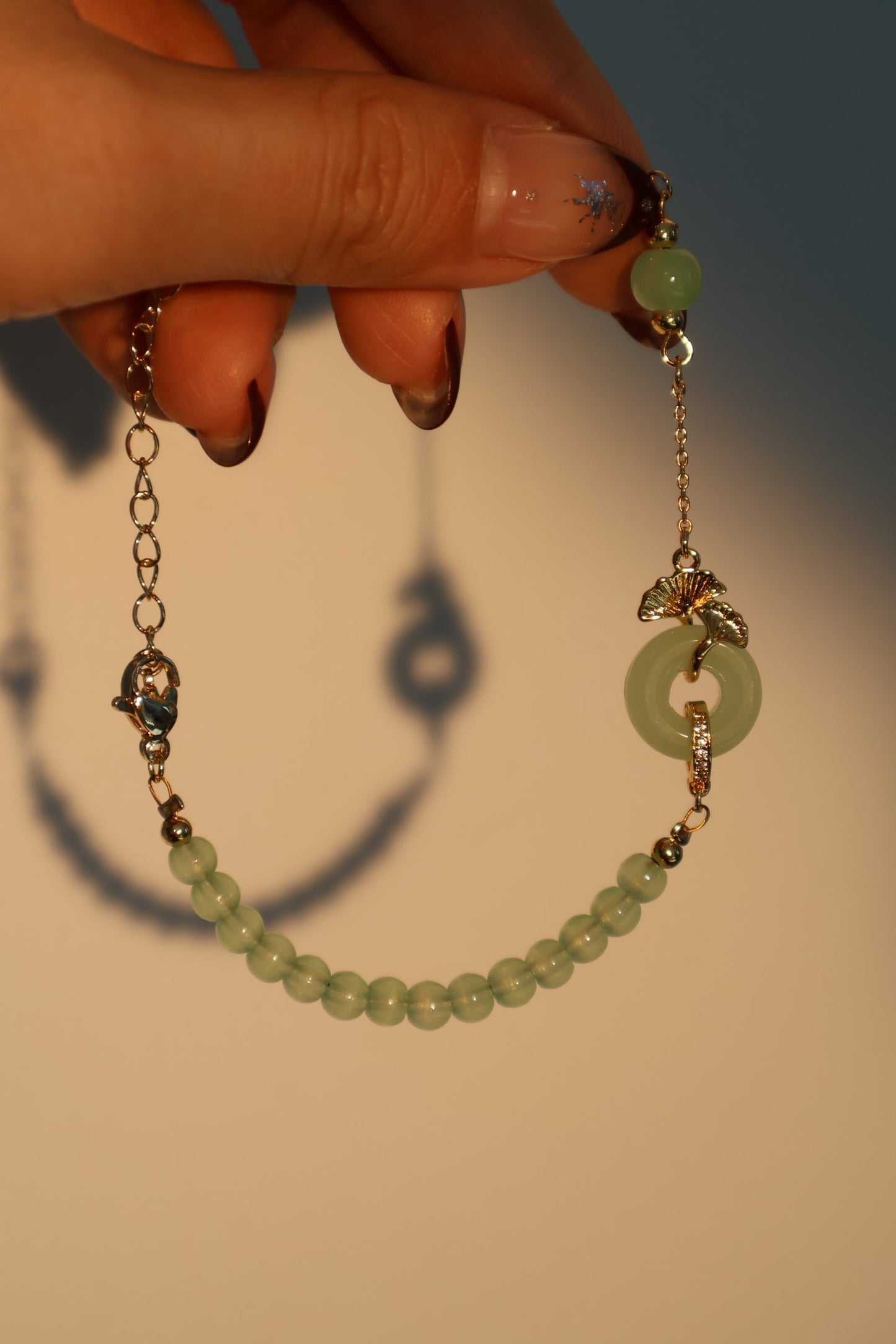 Pulsera de jade y ginkgo