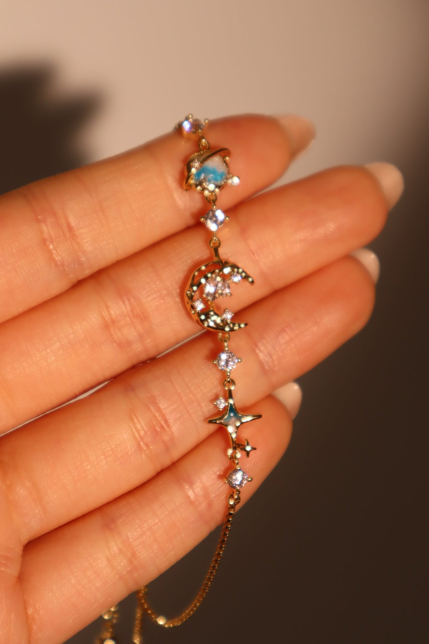 Pulsera de Luna Estrella Azul