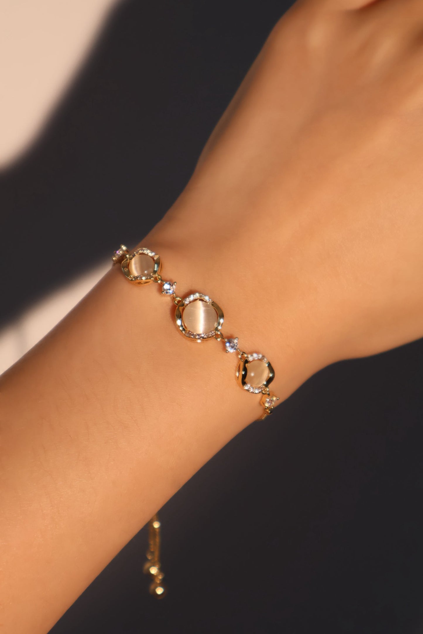 Pulsera 3 en 1 de ópalo blanco