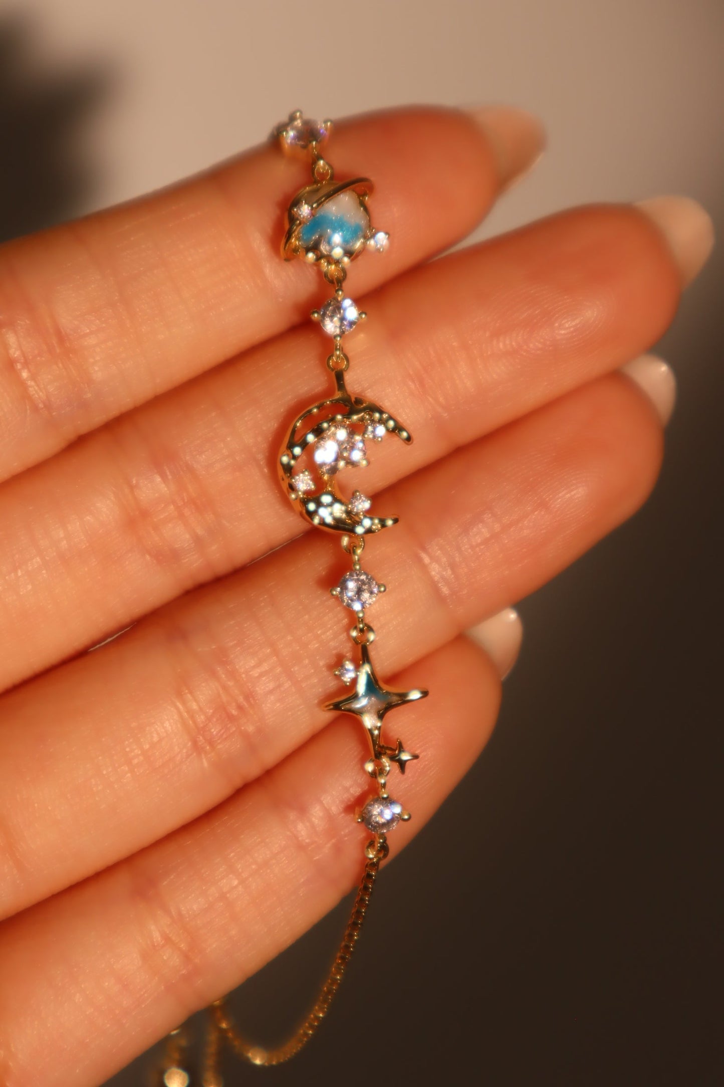 Pulsera de Luna Estrella Azul