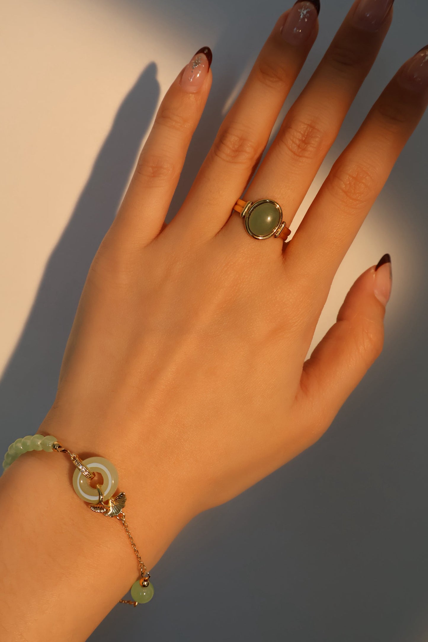 Pulsera de jade y ginkgo