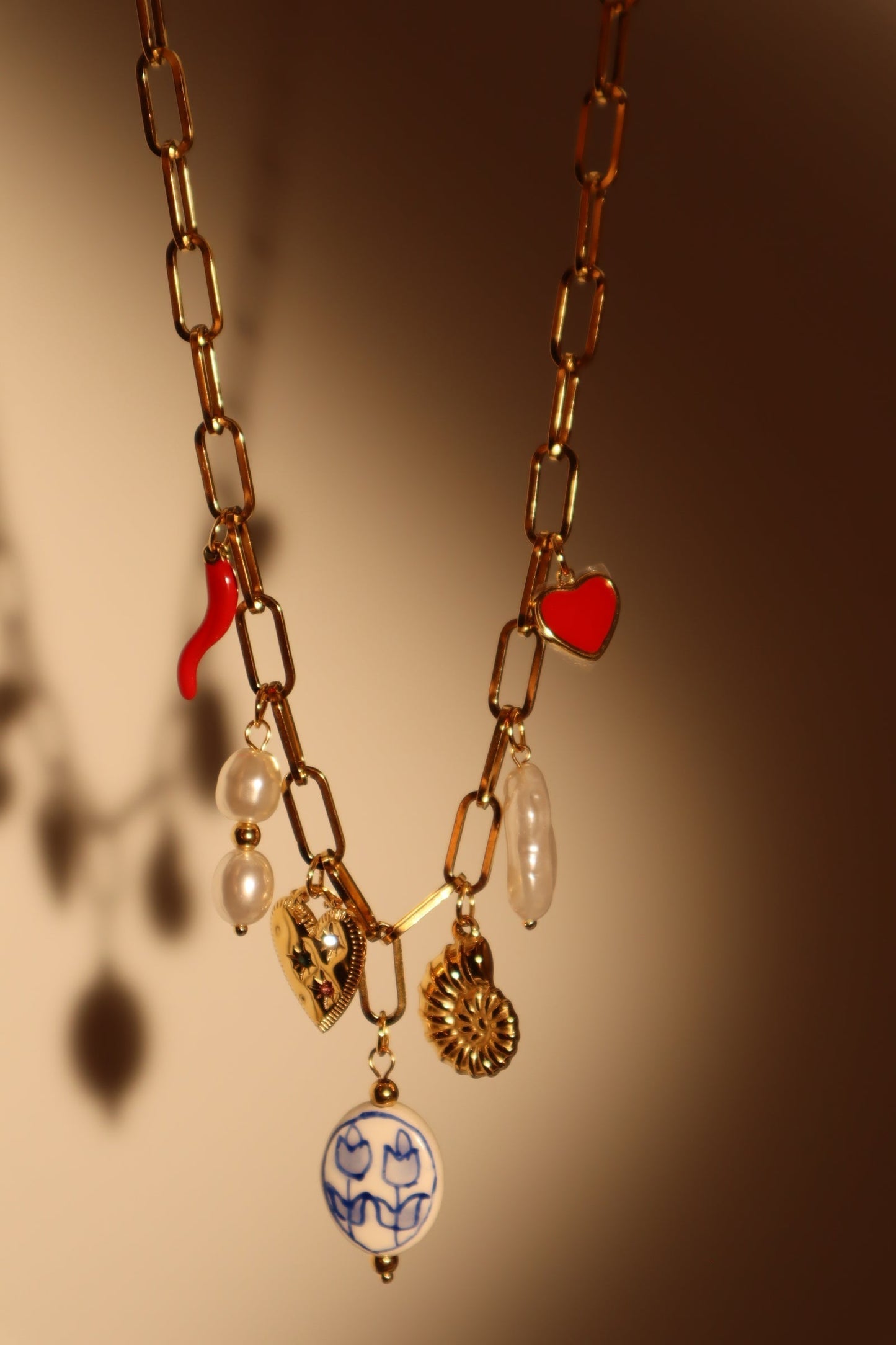 Collar de perlas de playa en acero inoxidable
