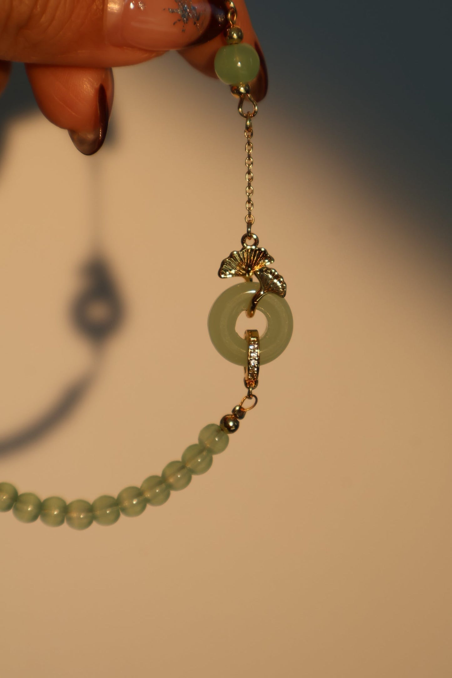 Pulsera de jade y ginkgo