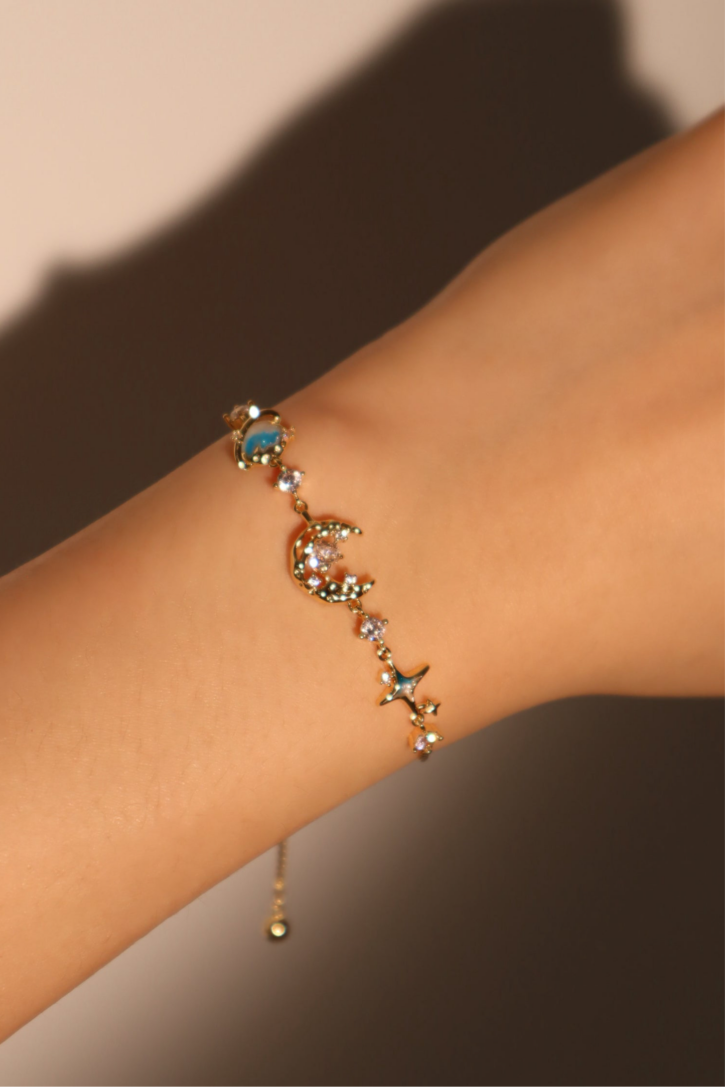 Pulsera de Luna Estrella Azul