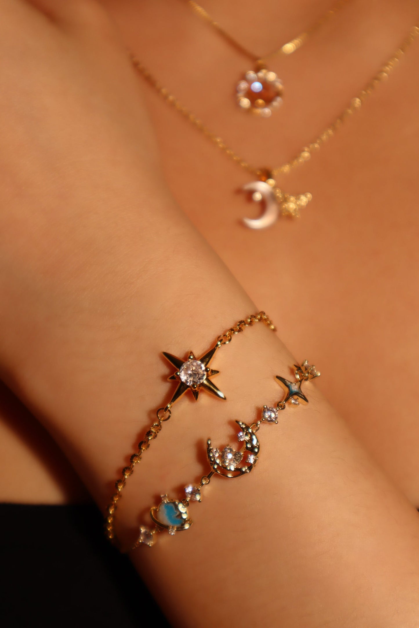 Pulsera de Luna Estrella Azul