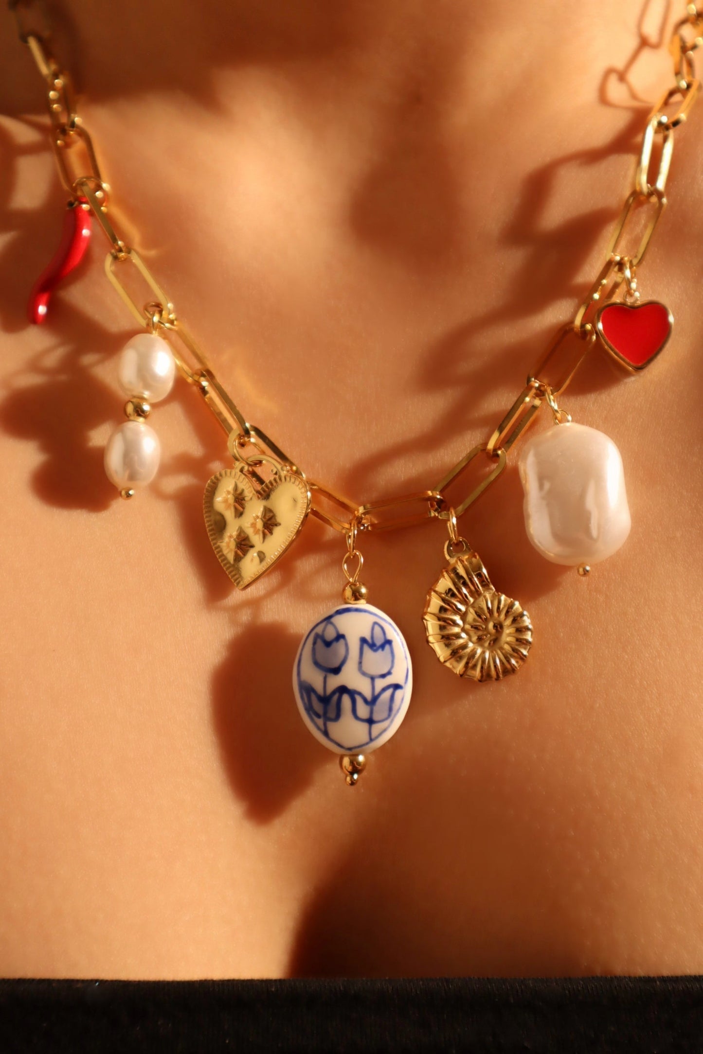 Collar de perlas de playa en acero inoxidable