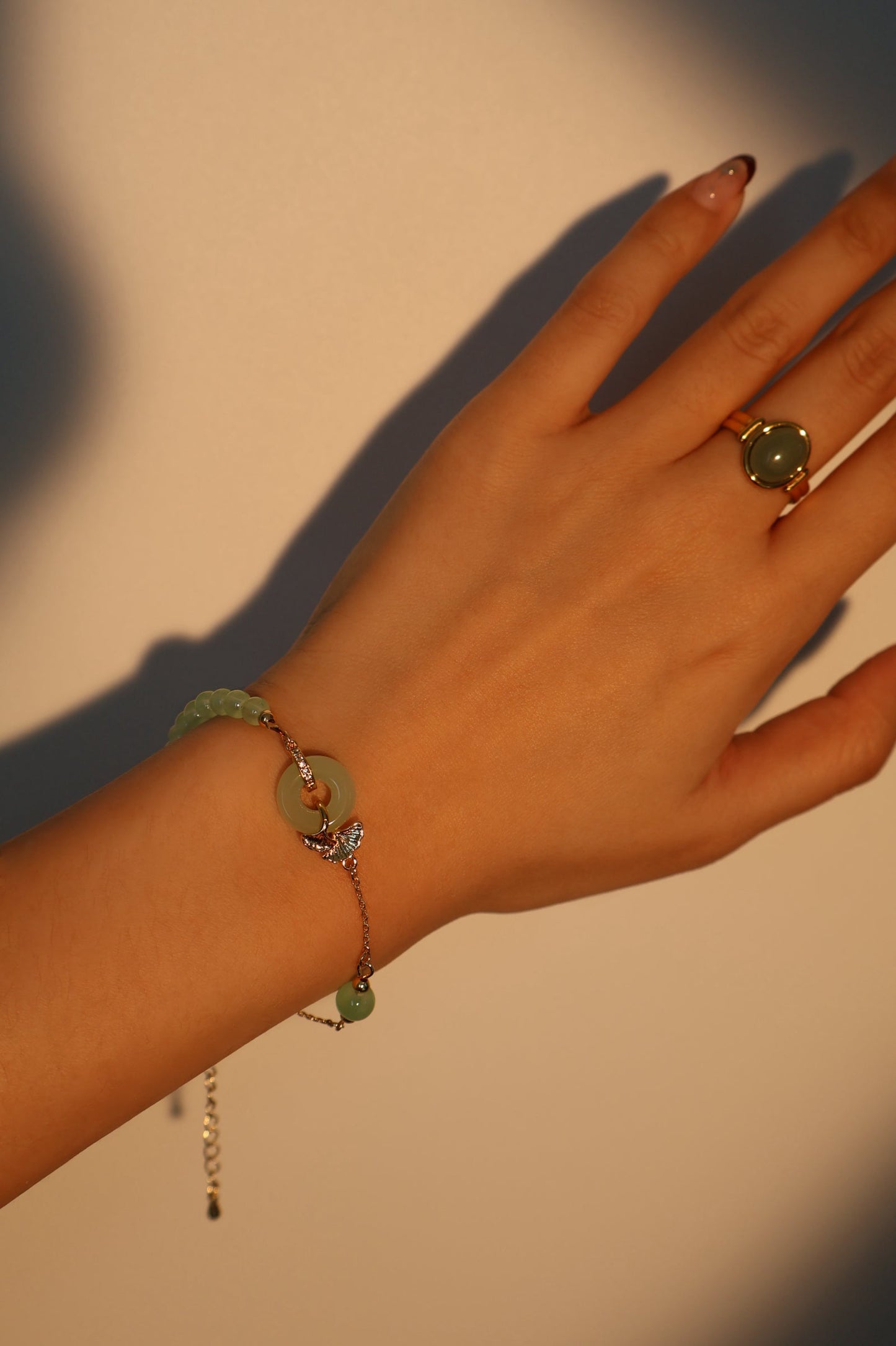 Pulsera de jade y ginkgo