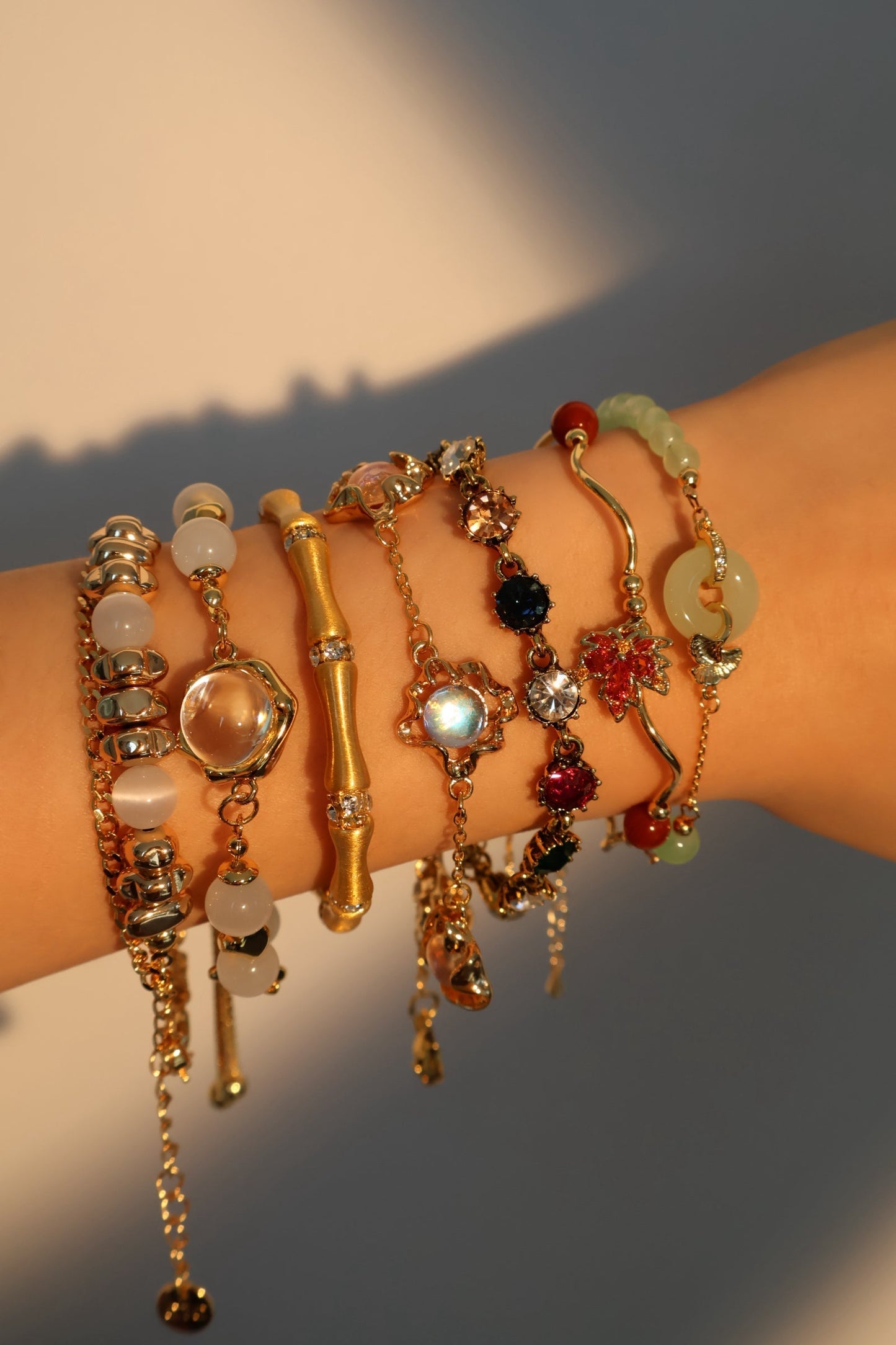 Pulsera de jade y ginkgo