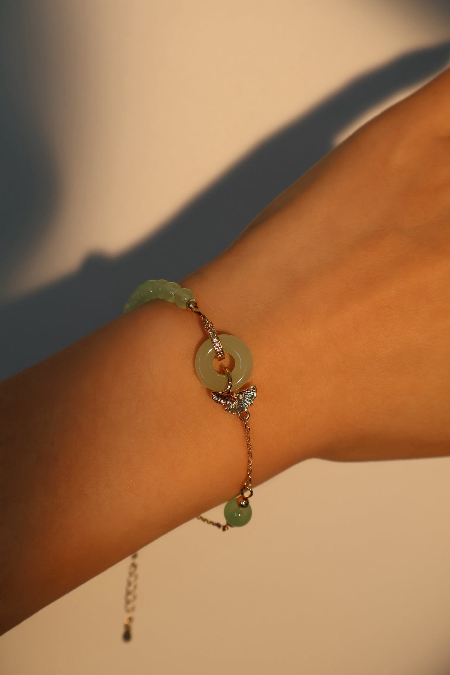 Pulsera de jade y ginkgo