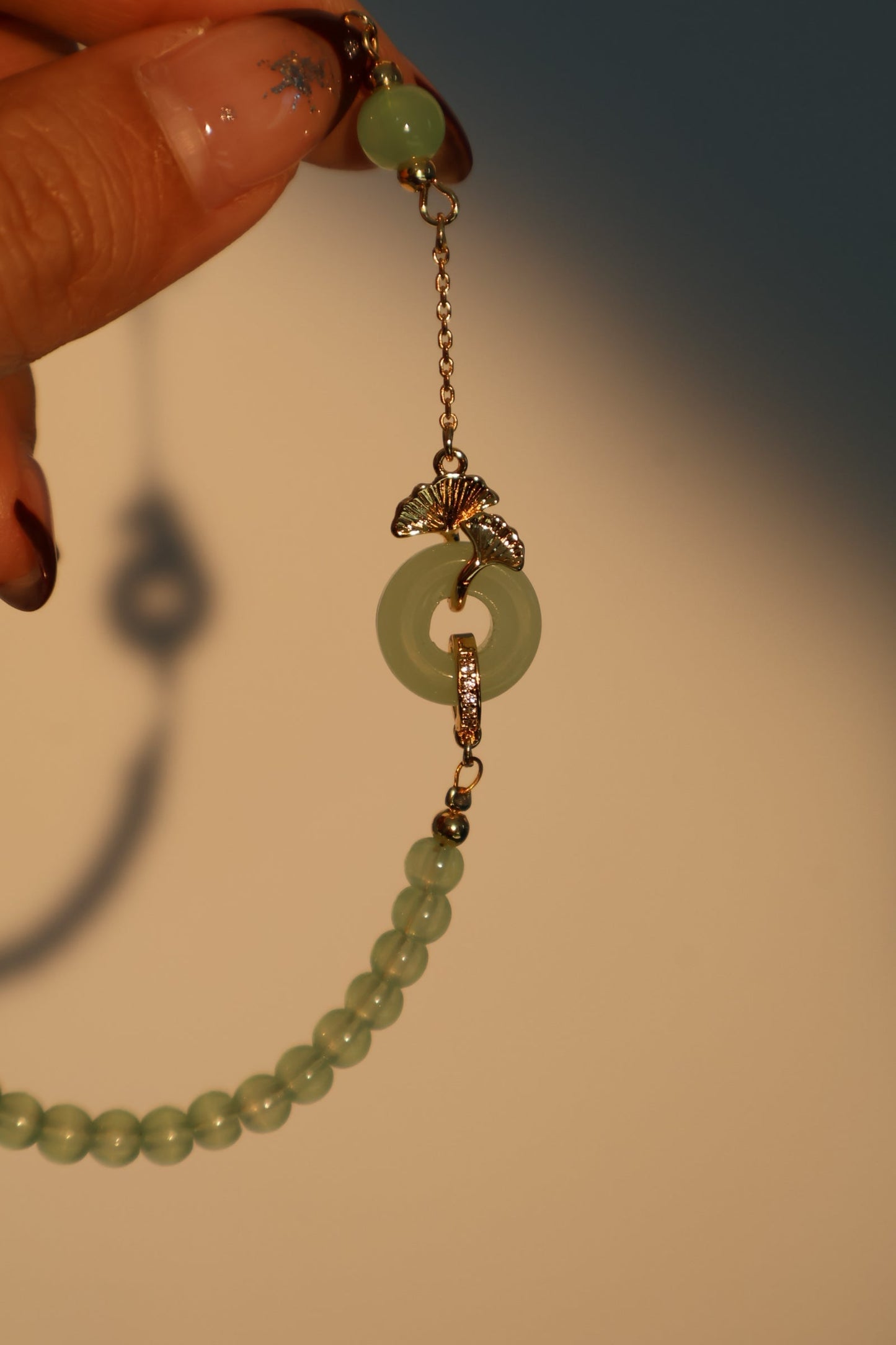 Pulsera de jade y ginkgo
