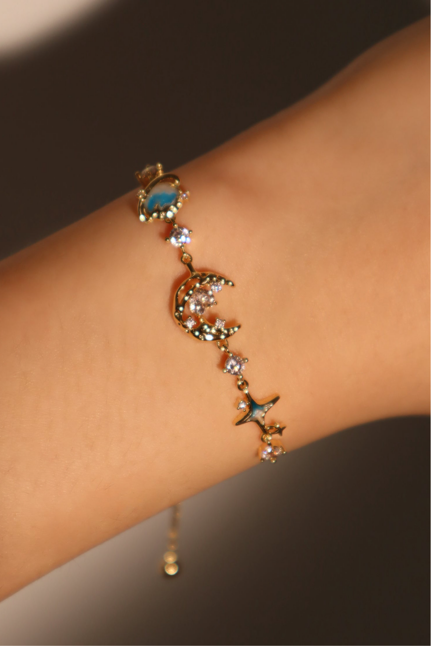 Pulsera de Luna Estrella Azul