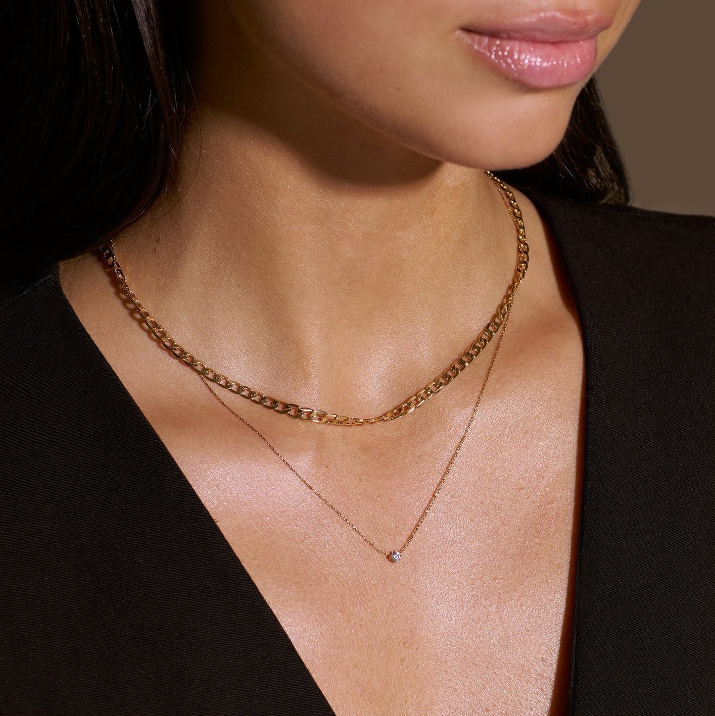 Collar de cadena de eslabón plano y curb