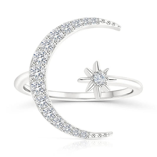 Anillo Luna y Estrella en Plata