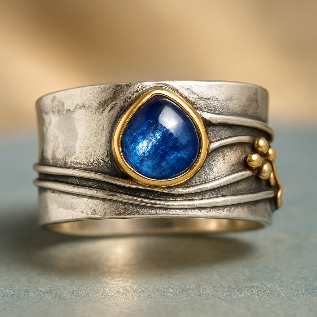 Anillo de meditación de piedra preciosa bohemio