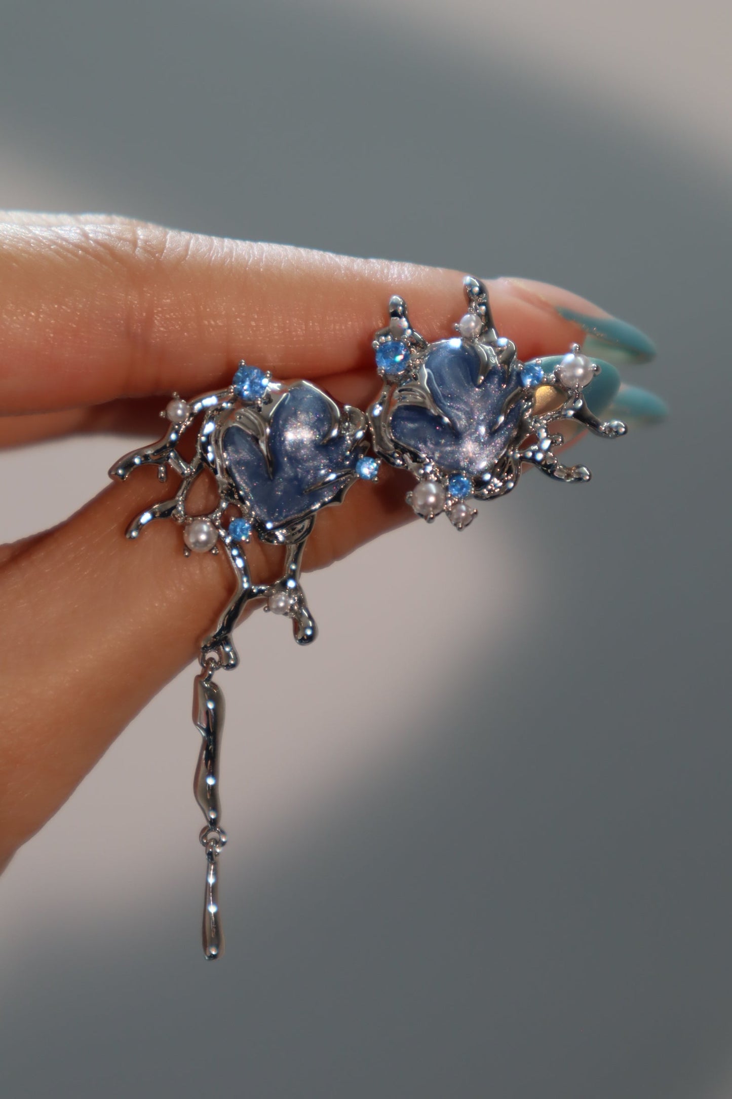 Pendientes con concha azul
