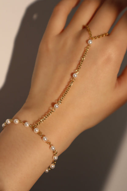 Pulsera de cadena de acero inoxidable con perlas múltiples
