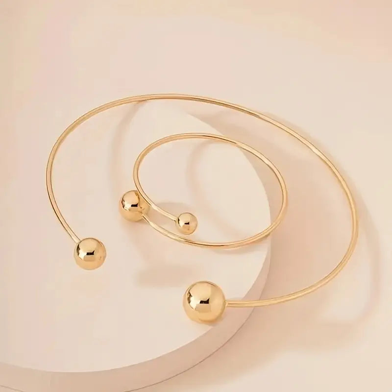 Conjunto de Pulsera y Collar Minimalista con Novedad que Brillan