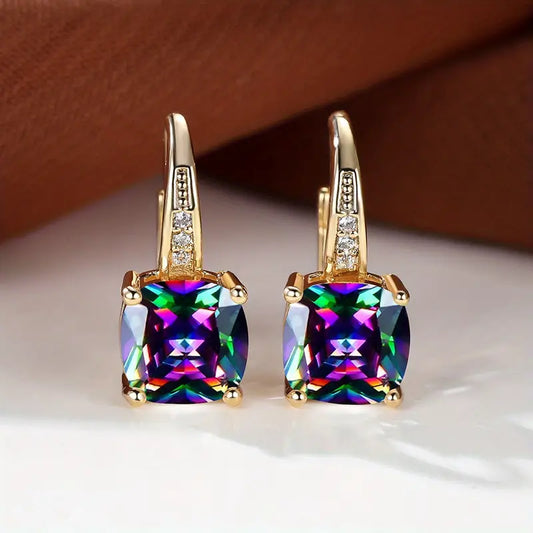 Pendientes de aro con piedra mística