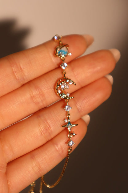 Pulsera de Luna Estrella Azul