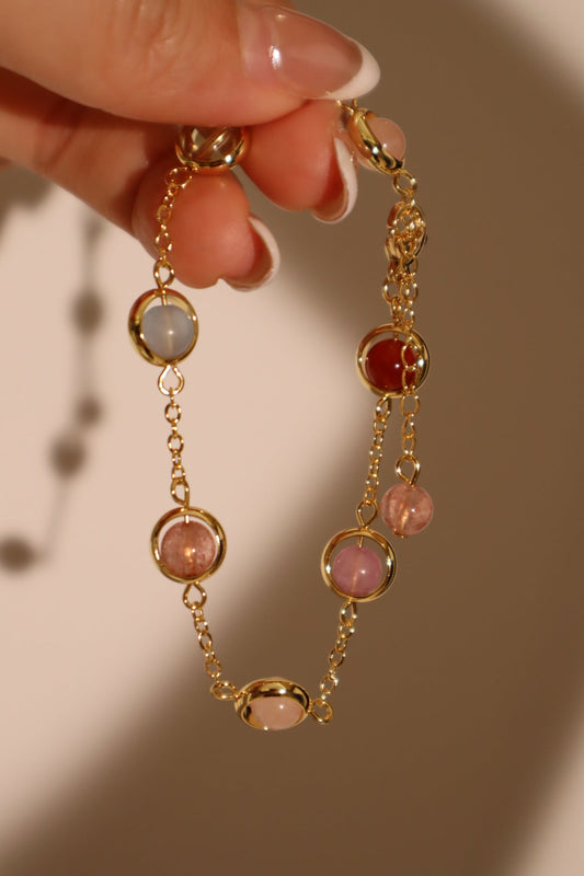Pulsera con piedras de luna multicolores