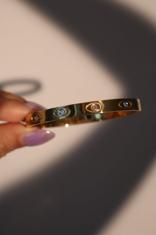 Pulsera de acero inoxidable multicolor contra el mal de ojo