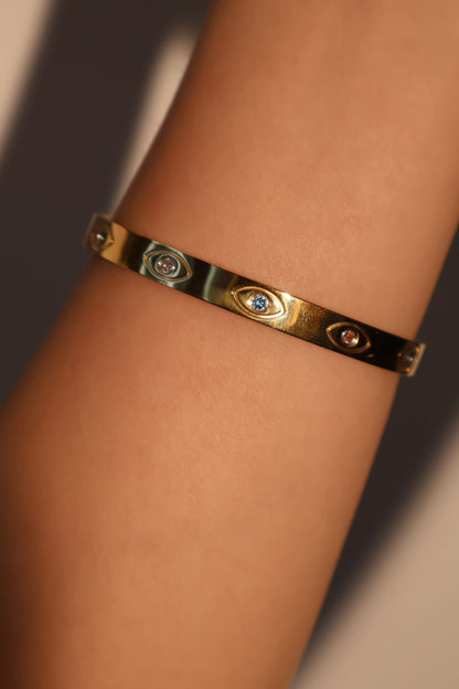 Pulsera de acero inoxidable multicolor contra el mal de ojo