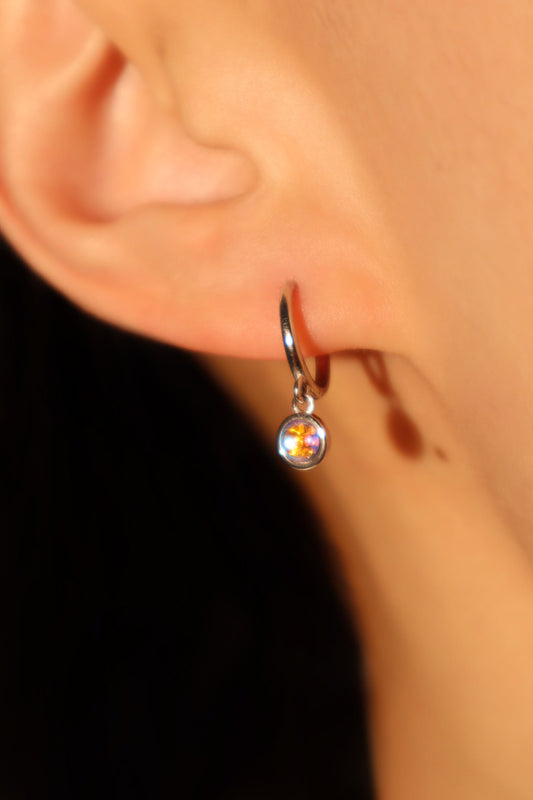 Aretes de aro con piedra de luna