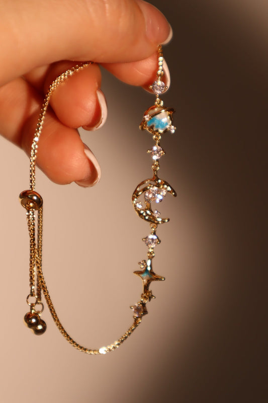 Pulsera de Luna Estrella Azul