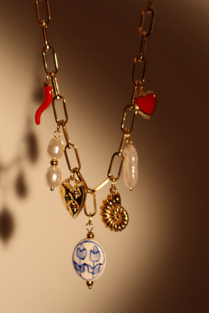 Collar de perlas de playa en acero inoxidable