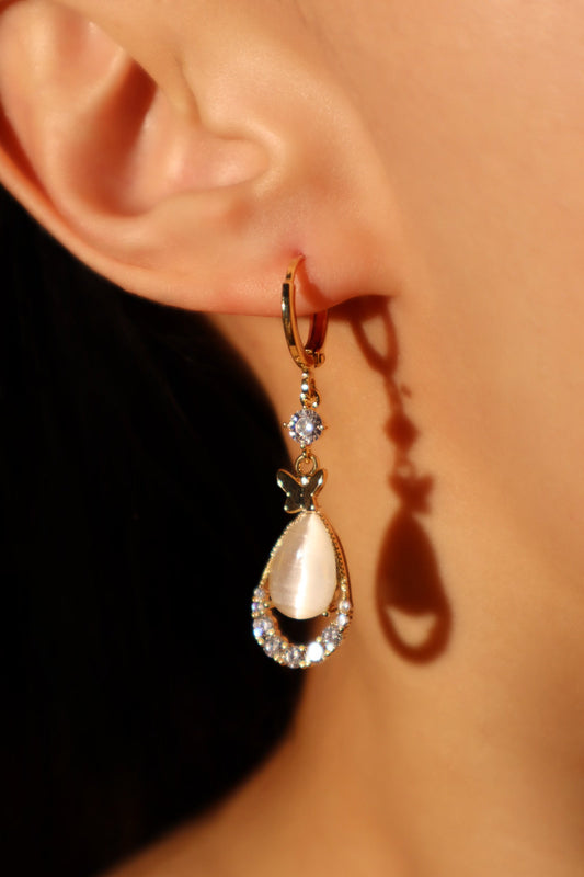 Aretes de lágrima con diamantes y ópalos