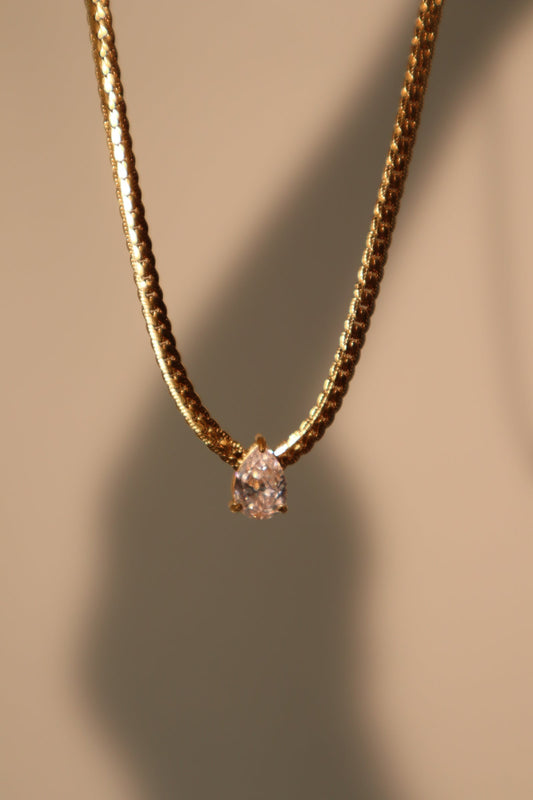 Collar de cadena con gotas de agua en acero inoxidable