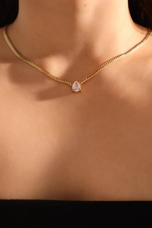 Collar de cadena con gotas de agua en acero inoxidable