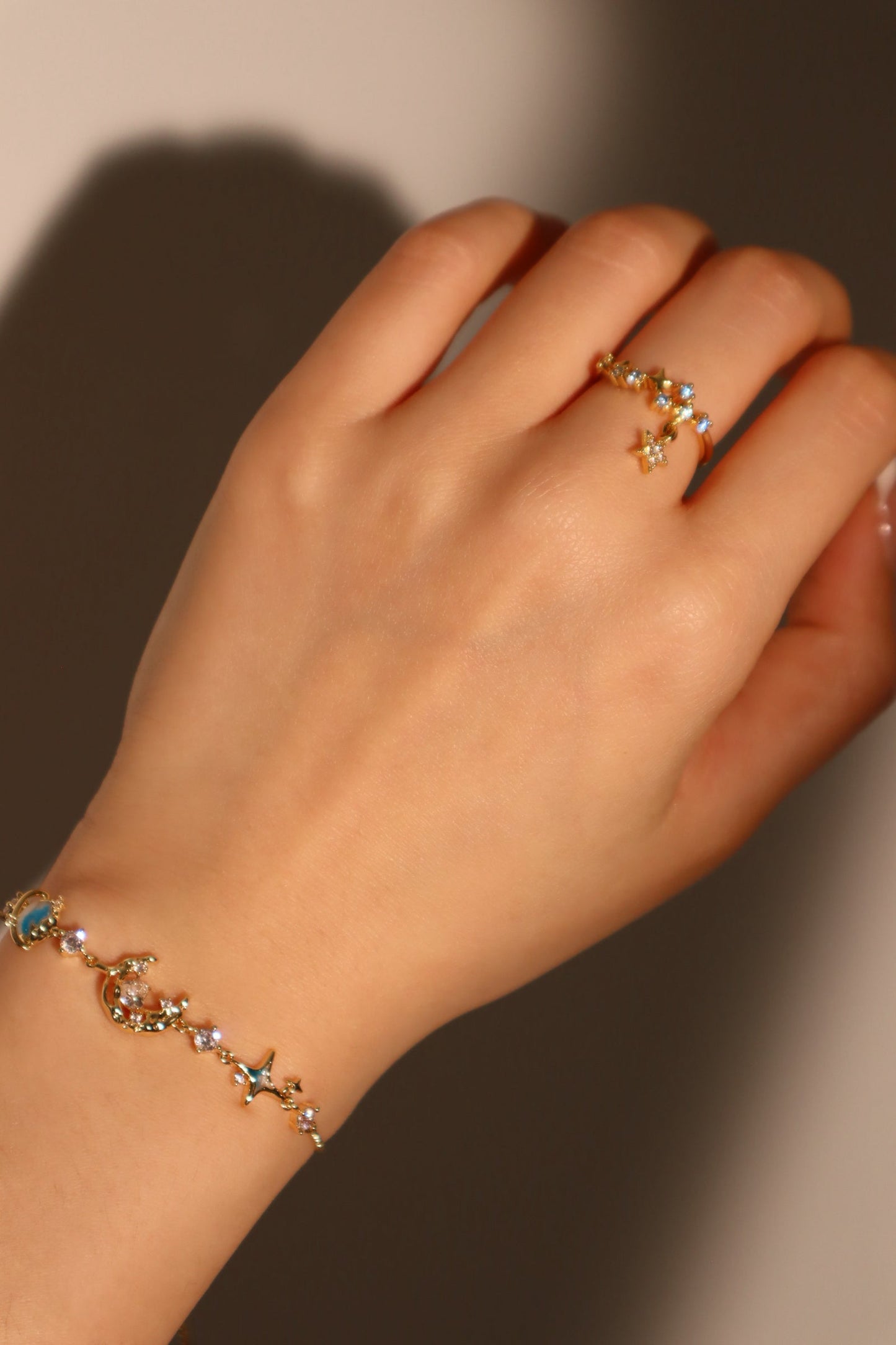 Pulsera de Luna Estrella Azul