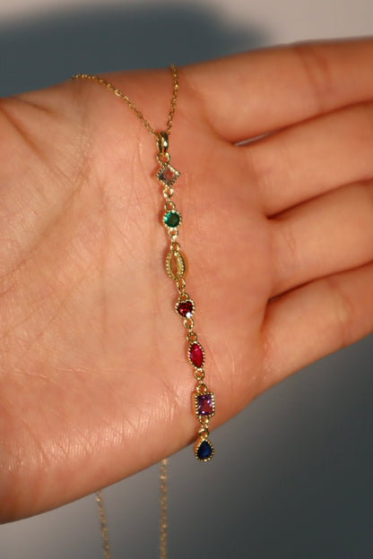 Collar con cadena de gemas de colores en vermeil