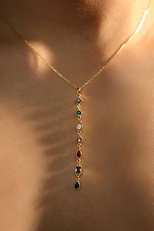 Collar con cadena de gemas de colores en vermeil