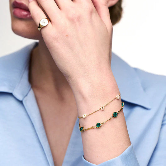 Pulsera de Cadena con Eslabones de Esmeralda