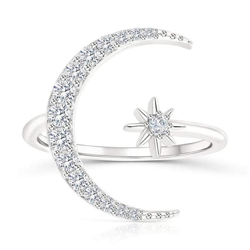Anillo Luna y Estrella en Plata