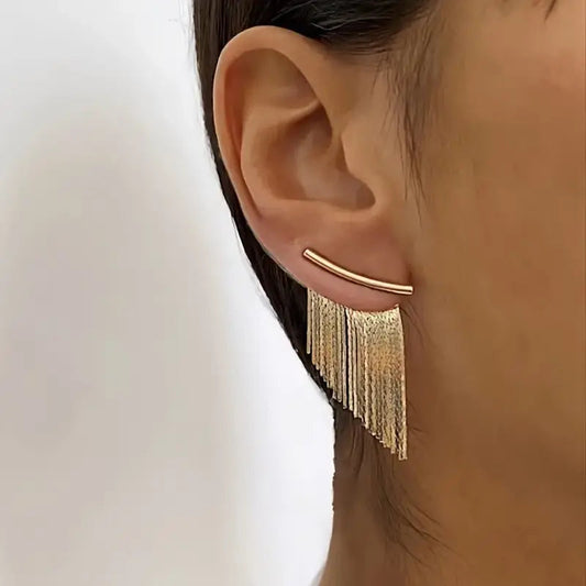 Pendientes vintage de cortina dorados