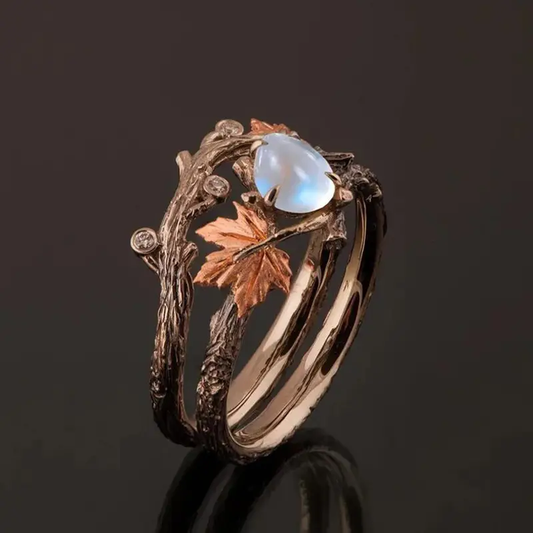 Anillo de piedra de luna natural