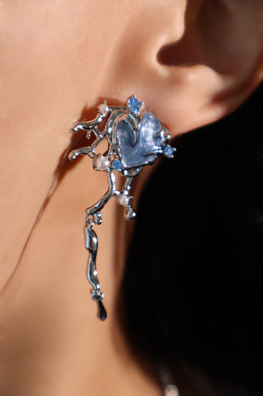 Pendientes con concha azul