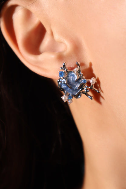 Pendientes con concha azul