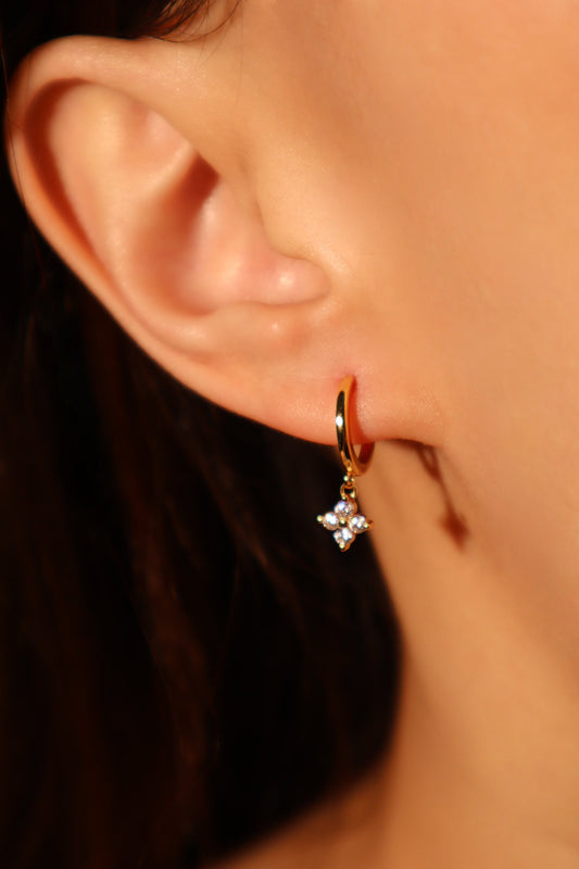 Aretes de aro Vermeil con hoja de la suerte