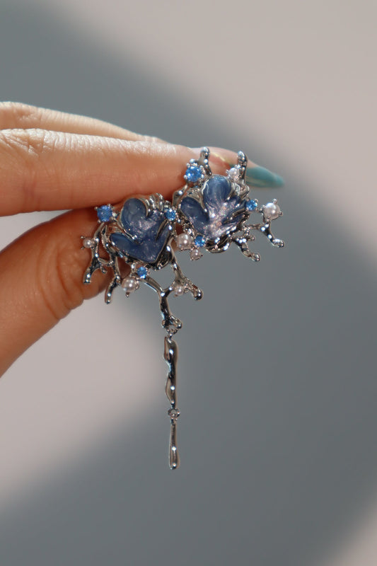 Pendientes con concha azul
