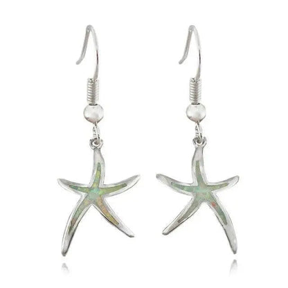 Aretes de estrella de mar hechos de ópalo y plata